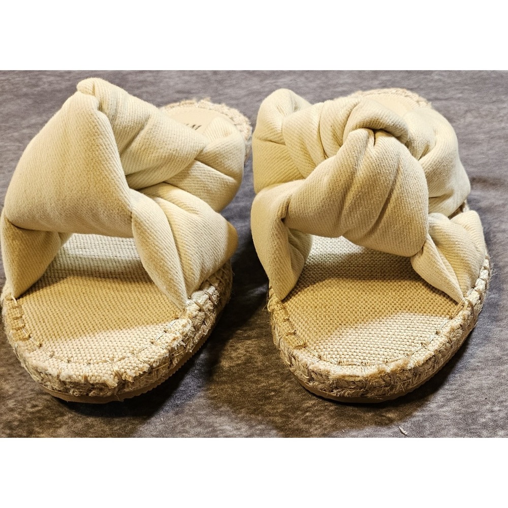 H&M Beige Canvas Knot Open Toe Slip ON Women SZ 7 Boho,Cottagecore,Hippie Beachy